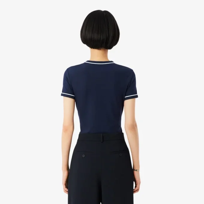 Damen-Jersey-T-Shirt mit Kontrastbesatz Damen-Jersey-T-Shirt mit Kontrastbesatz