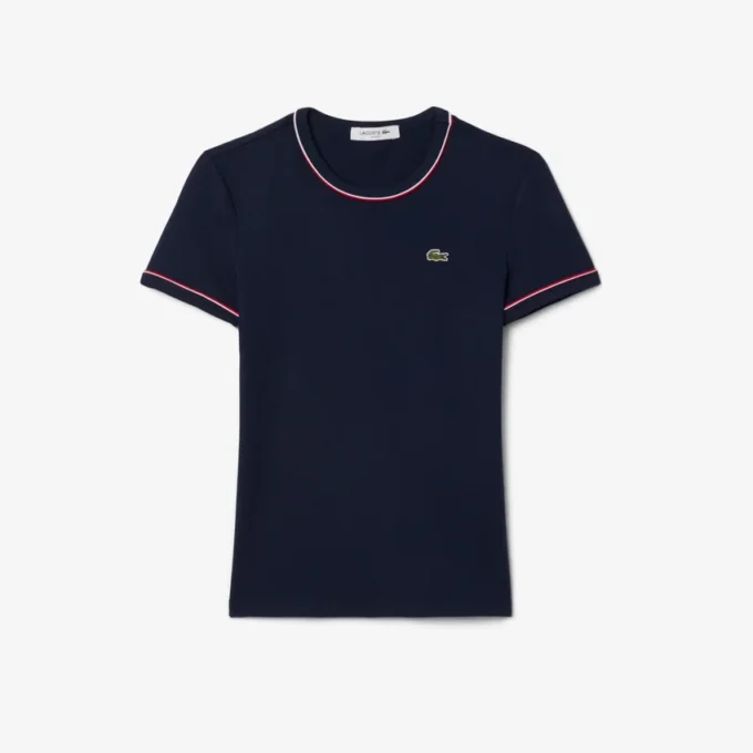 Damen-Jersey-T-Shirt mit Kontrastbesatz Damen-Jersey-T-Shirt mit Kontrastbesatz