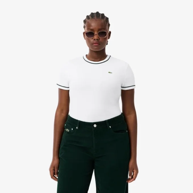 Damen-Jersey-T-Shirt mit Kontrastbesatz Damen-Jersey-T-Shirt mit Kontrastbesatz