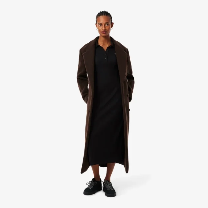 Damen-Kleid aus gerippter Baumwolle mit Polo-Kragen in Slim-Fit-Passform Damen-Kleid aus gerippter Baumwolle mit Polo-Kragen in Slim-Fit-Passform