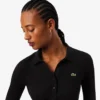Damen-Kleid aus gerippter Baumwolle mit Polo-Kragen in Slim-Fit-Passform Damen-Kleid aus gerippter Baumwolle mit Polo-Kragen in Slim-Fit-Passform