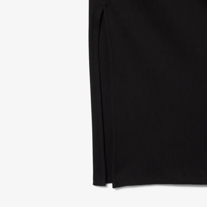 Damen-Kleid aus gerippter Baumwolle mit Polo-Kragen in Slim-Fit-Passform Damen-Kleid aus gerippter Baumwolle mit Polo-Kragen in Slim-Fit-Passform