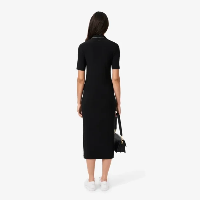 Damen-Kleid mit schmaler Passform, Diamanta-Krokodil-Logo und Polokragen Damen-Kleid mit schmaler Passform, Diamanta-Krokodil-Logo und Polokragen