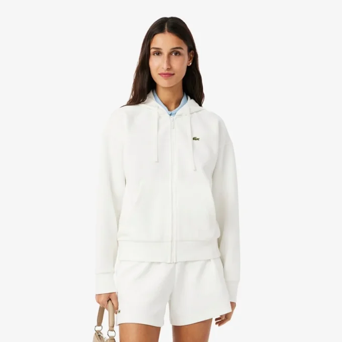 Damen-Piqué-Hoodie mit Reißverschluss Damen-Piqué-Hoodie mit Reißverschluss