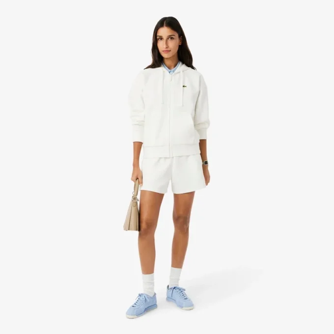 Damen-Piqué-Hoodie mit Reißverschluss Damen-Piqué-Hoodie mit Reißverschluss