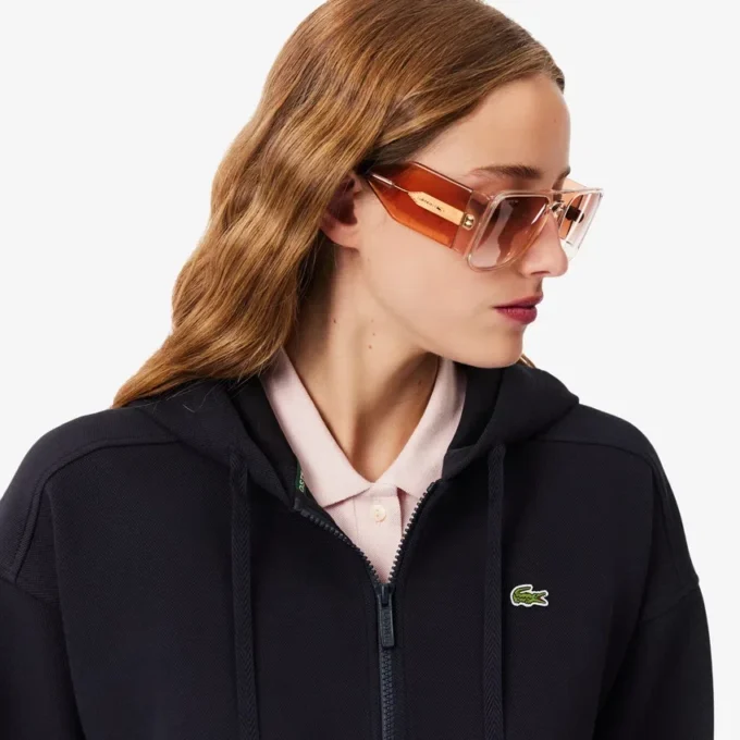 Damen-Piqué-Hoodie mit Reißverschluss Damen-Piqué-Hoodie mit Reißverschluss