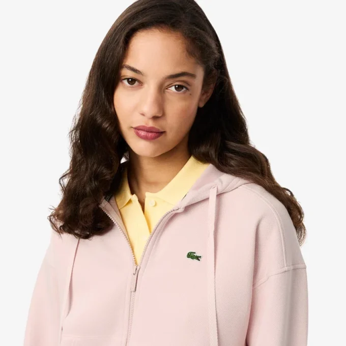 Damen-Piqué-Hoodie mit Reißverschluss Damen-Piqué-Hoodie mit Reißverschluss