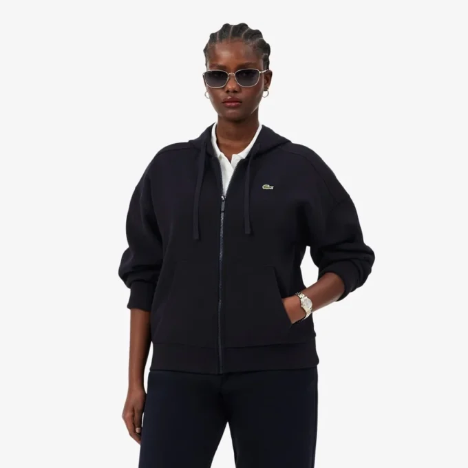 Damen-Piqué-Hoodie mit Reißverschluss Damen-Piqué-Hoodie mit Reißverschluss