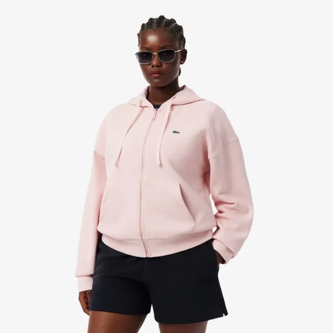 Damen-Piqué-Hoodie mit Reißverschluss Damen-Piqué-Hoodie mit Reißverschluss