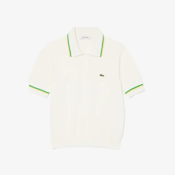 Damen-Poloshirt aus nahtloser 3D-Stretch-Baumwolle in verkürzter Passform Damen-Poloshirt aus nahtloser 3D-Stretch-Baumwolle in verkürzter Passform