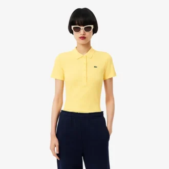 Damen-Poloshirt L.12.D Slim Fit aus gerippter Baumwolle Damen-Poloshirt L.12.D Slim Fit aus gerippter Baumwolle