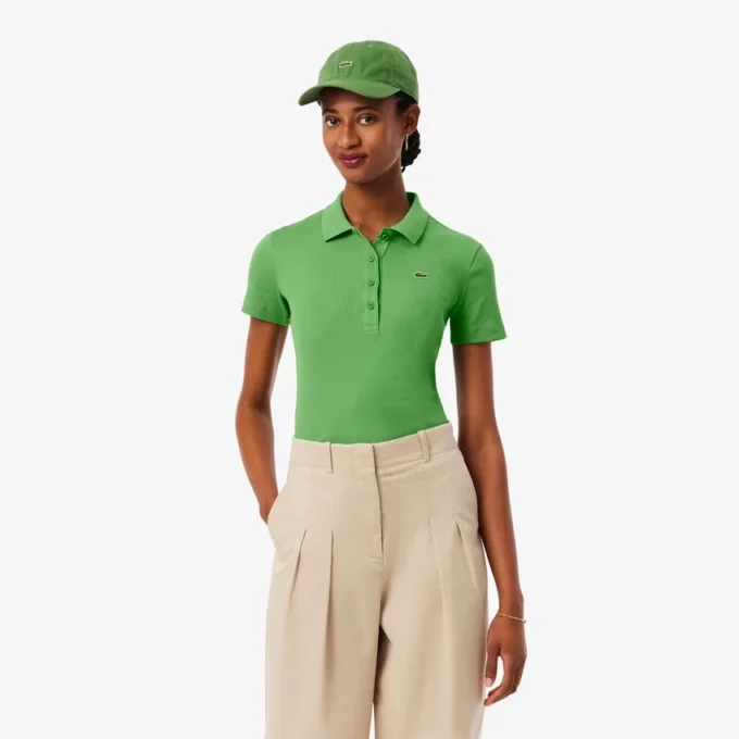 Damen-Poloshirt L.12.D Slim Fit aus gerippter Baumwolle Damen-Poloshirt L.12.D Slim Fit aus gerippter Baumwolle