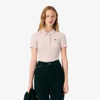 Damen-Poloshirt L.12.D Slim Fit aus gerippter Baumwolle