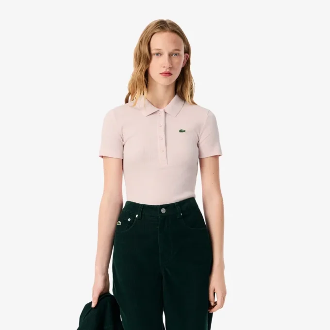 Damen-Poloshirt L.12.D Slim Fit aus gerippter Baumwolle Damen-Poloshirt L.12.D Slim Fit aus gerippter Baumwolle