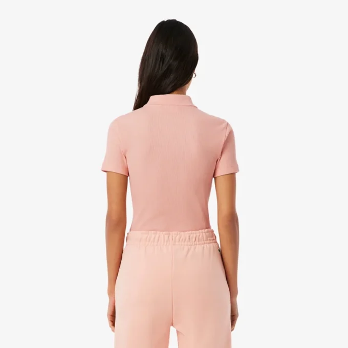 Damen-Poloshirt L.12.D Slim Fit aus gerippter Baumwolle Damen-Poloshirt L.12.D Slim Fit aus gerippter Baumwolle