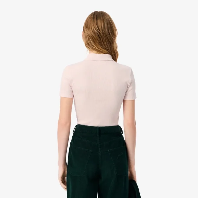 Damen-Poloshirt L.12.D Slim Fit aus gerippter Baumwolle Damen-Poloshirt L.12.D Slim Fit aus gerippter Baumwolle