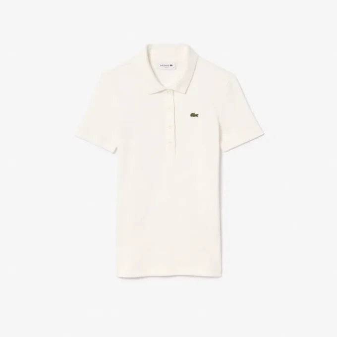 Damen-Poloshirt L.12.D Slim Fit aus gerippter Baumwolle Damen-Poloshirt L.12.D Slim Fit aus gerippter Baumwolle