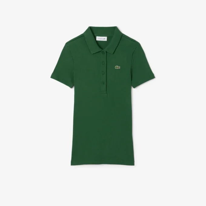 Damen-Poloshirt L.12.D Slim Fit aus gerippter Baumwolle Damen-Poloshirt L.12.D Slim Fit aus gerippter Baumwolle