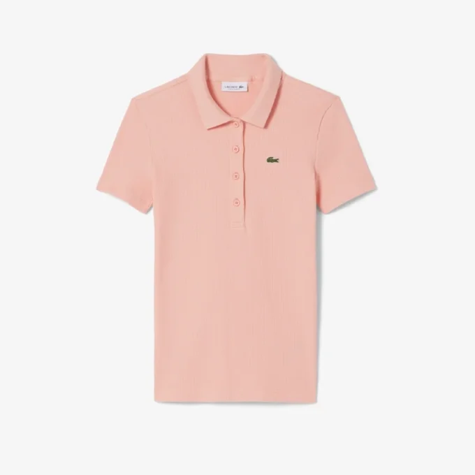 Damen-Poloshirt L.12.D Slim Fit aus gerippter Baumwolle Damen-Poloshirt L.12.D Slim Fit aus gerippter Baumwolle