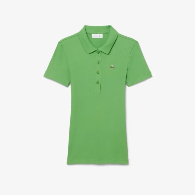 Damen-Poloshirt L.12.D Slim Fit aus gerippter Baumwolle Damen-Poloshirt L.12.D Slim Fit aus gerippter Baumwolle