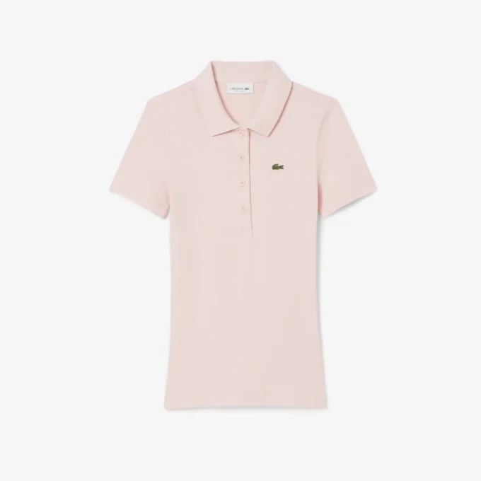 Damen-Poloshirt L.12.D Slim Fit aus gerippter Baumwolle Damen-Poloshirt L.12.D Slim Fit aus gerippter Baumwolle