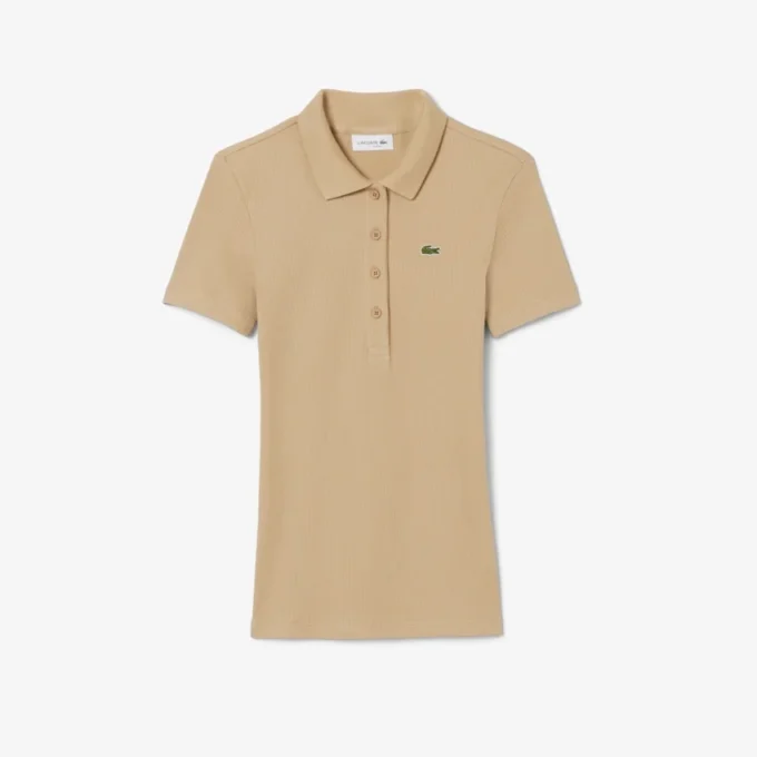 Damen-Poloshirt L.12.D Slim Fit aus gerippter Baumwolle Damen-Poloshirt L.12.D Slim Fit aus gerippter Baumwolle