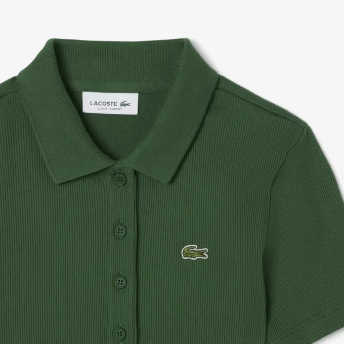 Damen-Poloshirt L.12.D Slim Fit aus gerippter Baumwolle Damen-Poloshirt L.12.D Slim Fit aus gerippter Baumwolle