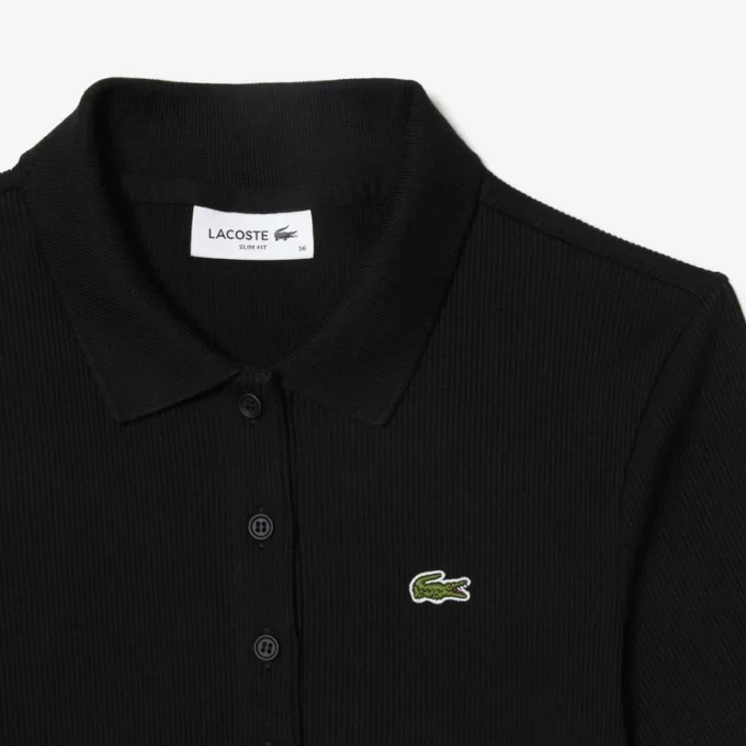 Damen-Poloshirt L.12.D Slim Fit aus gerippter Baumwolle Damen-Poloshirt L.12.D Slim Fit aus gerippter Baumwolle