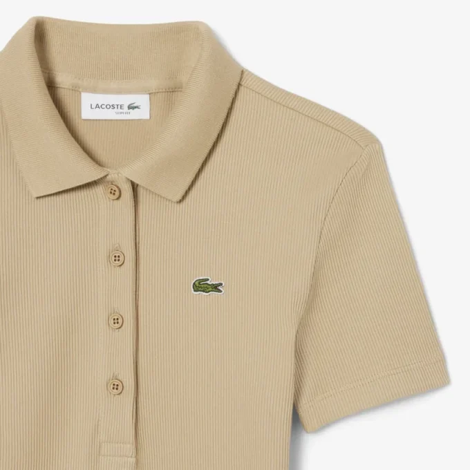 Damen-Poloshirt L.12.D Slim Fit aus gerippter Baumwolle Damen-Poloshirt L.12.D Slim Fit aus gerippter Baumwolle