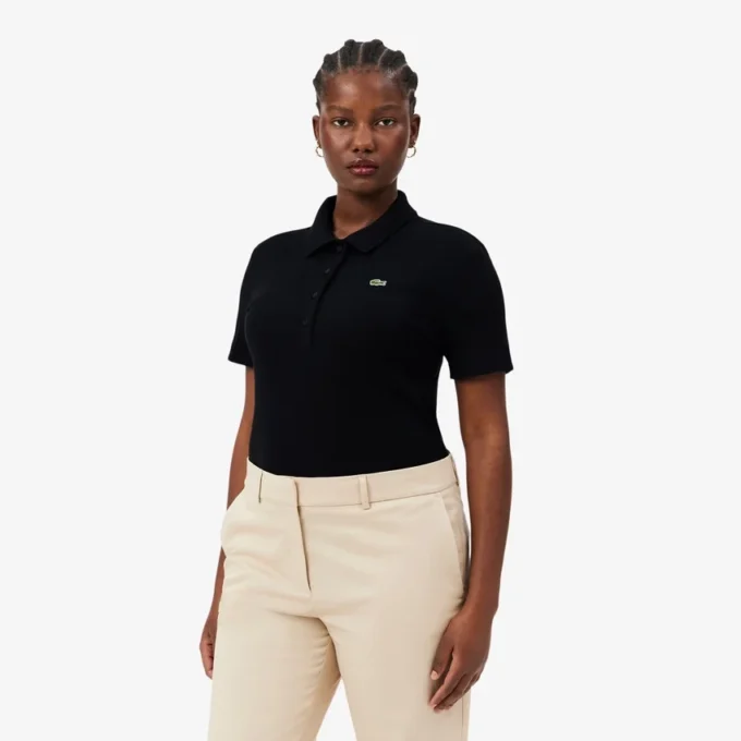 Damen-Poloshirt L.12.D Slim Fit aus gerippter Baumwolle Damen-Poloshirt L.12.D Slim Fit aus gerippter Baumwolle