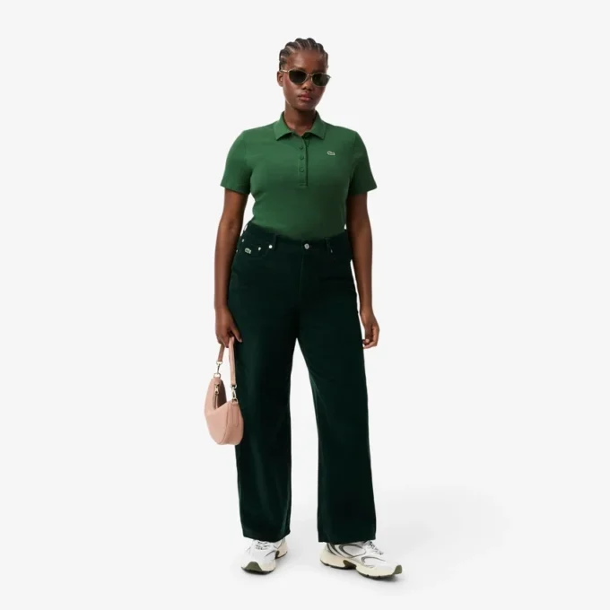 Damen-Poloshirt L.12.D Slim Fit aus gerippter Baumwolle Damen-Poloshirt L.12.D Slim Fit aus gerippter Baumwolle