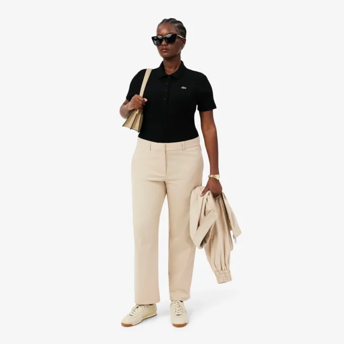 Damen-Poloshirt L.12.D Slim Fit aus gerippter Baumwolle Damen-Poloshirt L.12.D Slim Fit aus gerippter Baumwolle