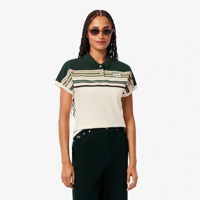 Damen-Poloshirt „Made in France“ in Slim Fit mit Streifen Damen-Poloshirt „Made in France“ in Slim Fit mit Streifen