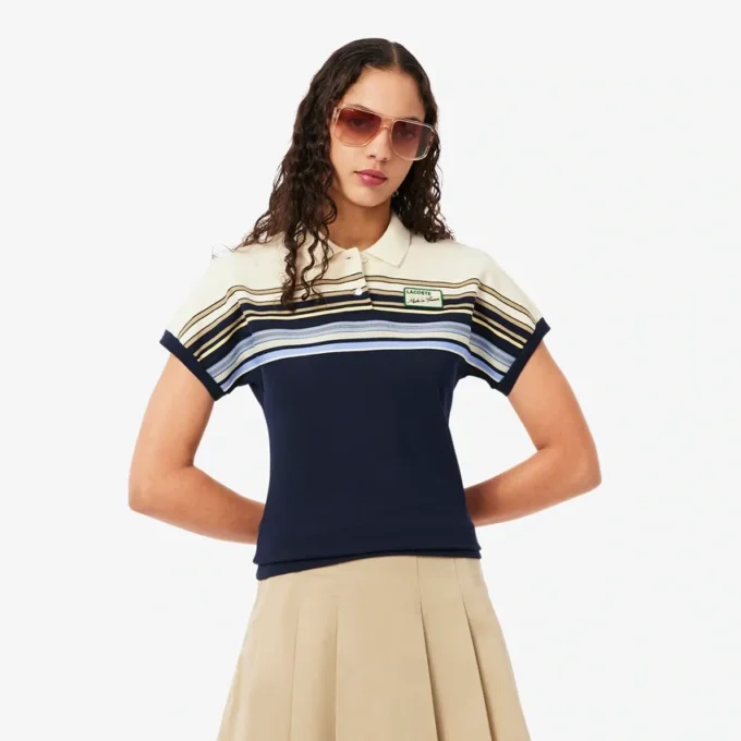 Damen-Poloshirt „Made in France“ in Slim Fit mit Streifen Damen-Poloshirt „Made in France“ in Slim Fit mit Streifen