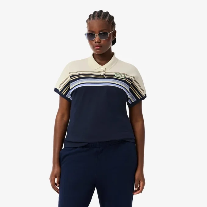 Damen-Poloshirt „Made in France“ in Slim Fit mit Streifen Damen-Poloshirt „Made in France“ in Slim Fit mit Streifen
