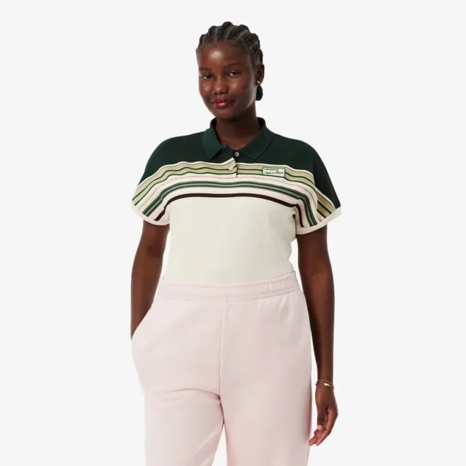 Damen-Poloshirt „Made in France“ in Slim Fit mit Streifen Damen-Poloshirt „Made in France“ in Slim Fit mit Streifen