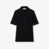 Damen-Poloshirt mit schmaler Passform aus flauschigem Rippstrick Damen-Poloshirt mit schmaler Passform aus flauschigem Rippstrick