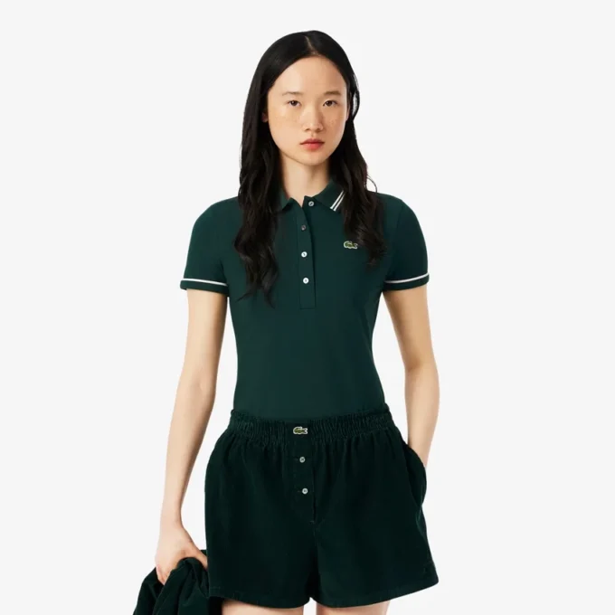 Damen-Poloshirt mit schmaler Passform und Zierdetails L.12.D Damen-Poloshirt mit schmaler Passform und Zierdetails L.12.D