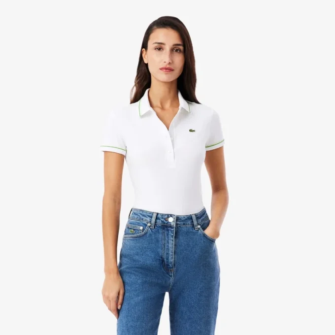 Damen-Poloshirt mit schmaler Passform und Zierdetails L.12.D Damen-Poloshirt mit schmaler Passform und Zierdetails L.12.D