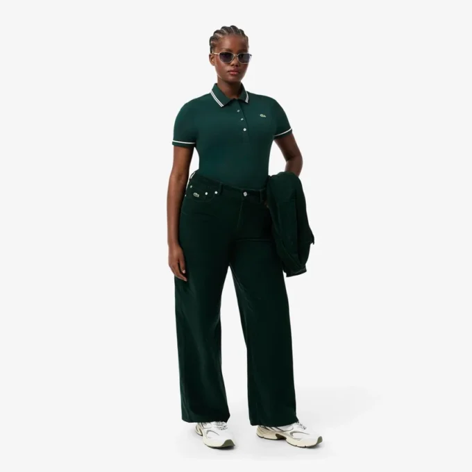 Damen-Poloshirt mit schmaler Passform und Zierdetails L.12.D Damen-Poloshirt mit schmaler Passform und Zierdetails L.12.D
