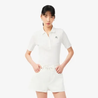 Damen-Poloshirt „Slim Fit Pointelle“ mit L.12.D-Logo Damen-Poloshirt „Slim Fit Pointelle“ mit L.12.D-Logo