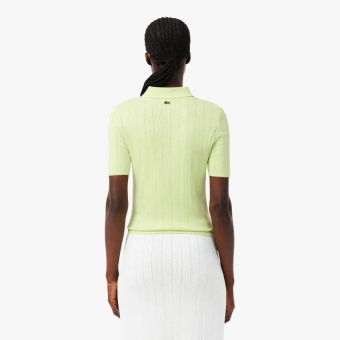 Damen-Poloshirt „Slim Fit Pointelle“ mit L.12.D-Logo Damen-Poloshirt „Slim Fit Pointelle“ mit L.12.D-Logo