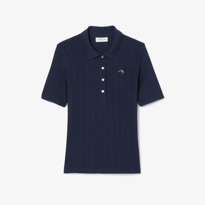 Damen-Poloshirt „Slim Fit Pointelle“ mit L.12.D-Logo Damen-Poloshirt „Slim Fit Pointelle“ mit L.12.D-Logo