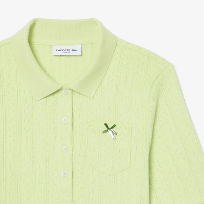 Damen-Poloshirt „Slim Fit Pointelle“ mit L.12.D-Logo Damen-Poloshirt „Slim Fit Pointelle“ mit L.12.D-Logo