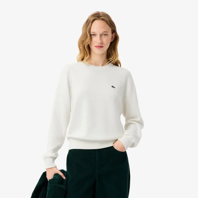 Damen-Pullover aus Baumwolle mit Rundhalsausschnitt und lockerer Passform Damen-Pullover aus Baumwolle mit Rundhalsausschnitt und lockerer Passform