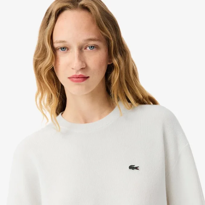 Damen-Pullover aus Baumwolle mit Rundhalsausschnitt und lockerer Passform Damen-Pullover aus Baumwolle mit Rundhalsausschnitt und lockerer Passform