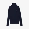 Damen-Pullover aus Merinowolle mit hohem Kragen und Rippstrick Damen-Pullover aus Merinowolle mit hohem Kragen und Rippstrick