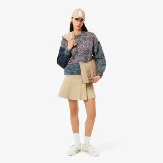 Damen-Pullover aus Woll-Blend mit Rollkragen und Zopfmuster