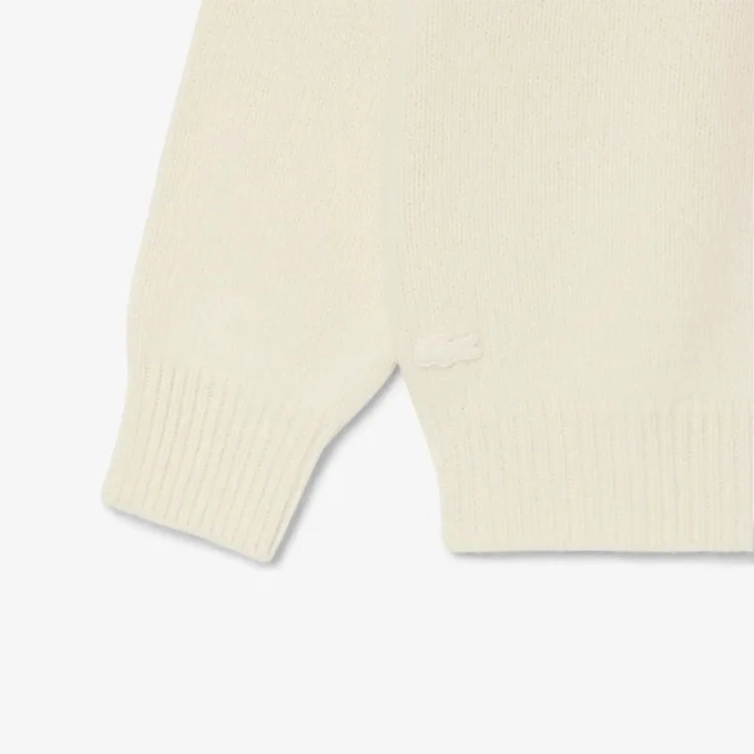 Damen-Pullover aus Wolle mit Intarsien-Logo Damen-Pullover aus Wolle mit Intarsien-Logo