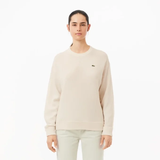 Damen-Pullover aus Wolle mit Moosmaschenmuster in Relaxed Fit Damen-Pullover aus Wolle mit Moosmaschenmuster in Relaxed Fit